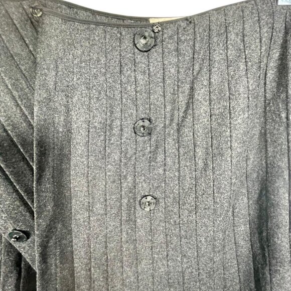 charles nolan couture wool pleated wrap flounce hem knee-length skirt charcoal 6 - Picture 9 of 16